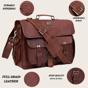 Leder Messenger Bag Männer Leder Crossbody Laptop Aktentasche Beste Computer Umhängetasche Distressed Bag Weihnachtsgeschenk Männer Frauen Bild 5