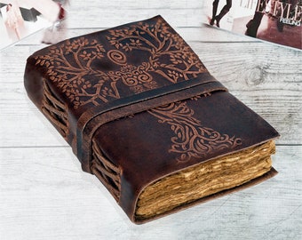 Blank Spell Book Of Shadows Journal, Leather journal notebook gift for men women, Travel journal Christmas gift