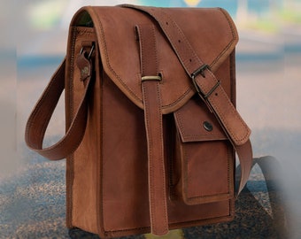 Leather Messenger tablet bag laptop case office briefcase satchel gift for men computer distressed shoulder bag for women christmas gift