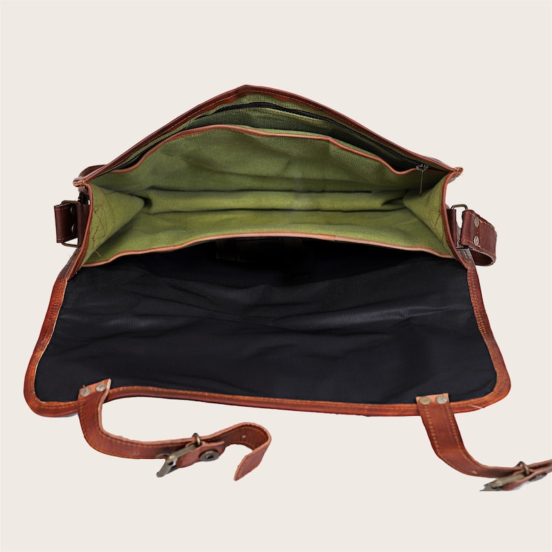 Men leather Bag Personalised Messenger Leather bag, laptop messenger bag, Distress Satchel Bag, Office Bag Work Briefcase Christmas Gift image 5