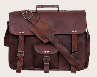 Men leather Bag Personalised Messenger Leather bag, laptop messenger bag, Distress  Satchel Bag, Office Bag Work Briefcase Christmas Gift