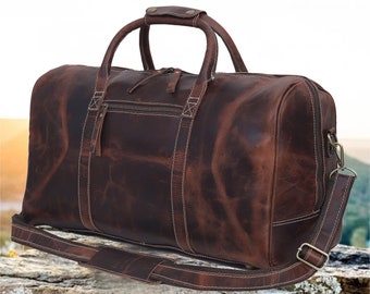 Leather Duffle Bag, Leather Weekender Bag/Leather GYM Holdall/Overnight Bag For Men/Personalized Christmas Gift For Him her