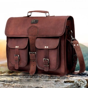 Personalized Handmade Leather Messenger Bag for Laptop Briefcase Best Computer Satchel Distressed Bag Christmas Gift men women