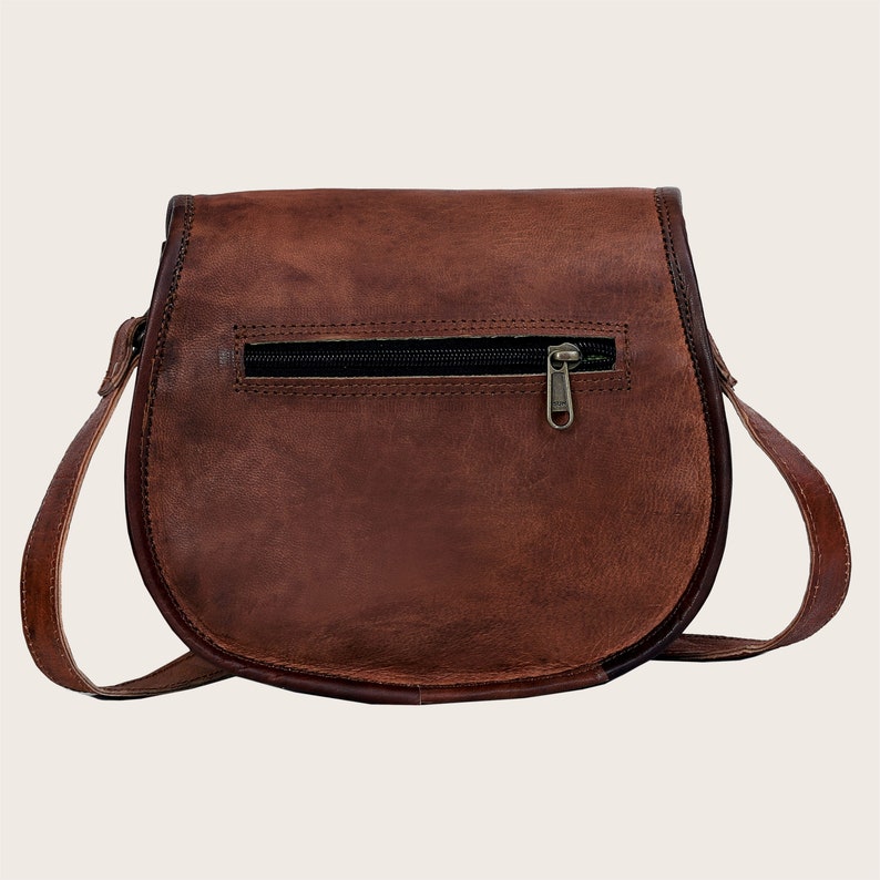 Sac à bandoulière en cuir pour femme de style vintage, véritable sac à bandoulière marron fait main, cadeau pour sa petite amie mère, cadeau de fête des mères image 5