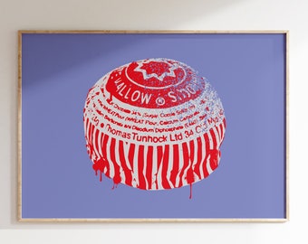 Bolo de Chá Tunnocks | Impressão de Comida Escocesa | Bolo de Chá Tunnocks | Presentes Escoceses para Mulheres | Presentes Escoceses para Homens | Tradicional Escocês | Presente