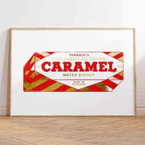 Tunnocks Caramel | Foiled Art | Caramel Wrappers | Taste of Scotland | Gold Foil | Tunnocks Tea Cake | Snack Art Print | Foil Print | Gift