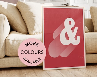May include: A red and white ampersand symbol with a shadow effect on a red background. The ampersand is in a modern, minimalist style. The poster is framed in a thin, white frame.