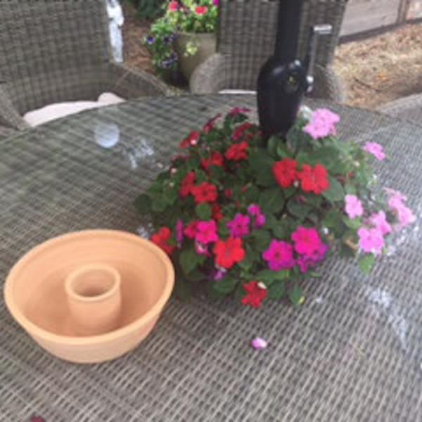 Terracotta parasol planter pot