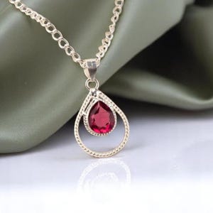 Pink Tourmaline Pendant in 925 Sterling Silver – Handmade Antique Jewelry Gift for Mom or Anniversary