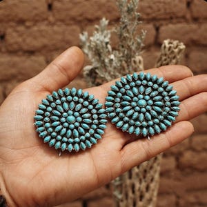 Statement-Ohrringe mit Türkis, große Boho-Kreisohrringe, Schmuck im Südwest-Stil, Statement-Ohrringe im Stil der amerikanischen Ureinwohner, Geschenkidee für Sie