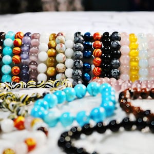 Natural Gemstone Beads Bracelet,Handmade Men Women Stretchy Bracelet,Healing Crystal Bracelet,/8mm/10mm Round Gemstone Bracelet,For Gift