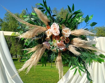 Hochzeitsbogen Gesteck | Gazebo Arrangements | Rost und weiße Blumen | Künstliche Fake Blumen | Hochzeitsdekor | Hochzeit-Ecken-Dekoration