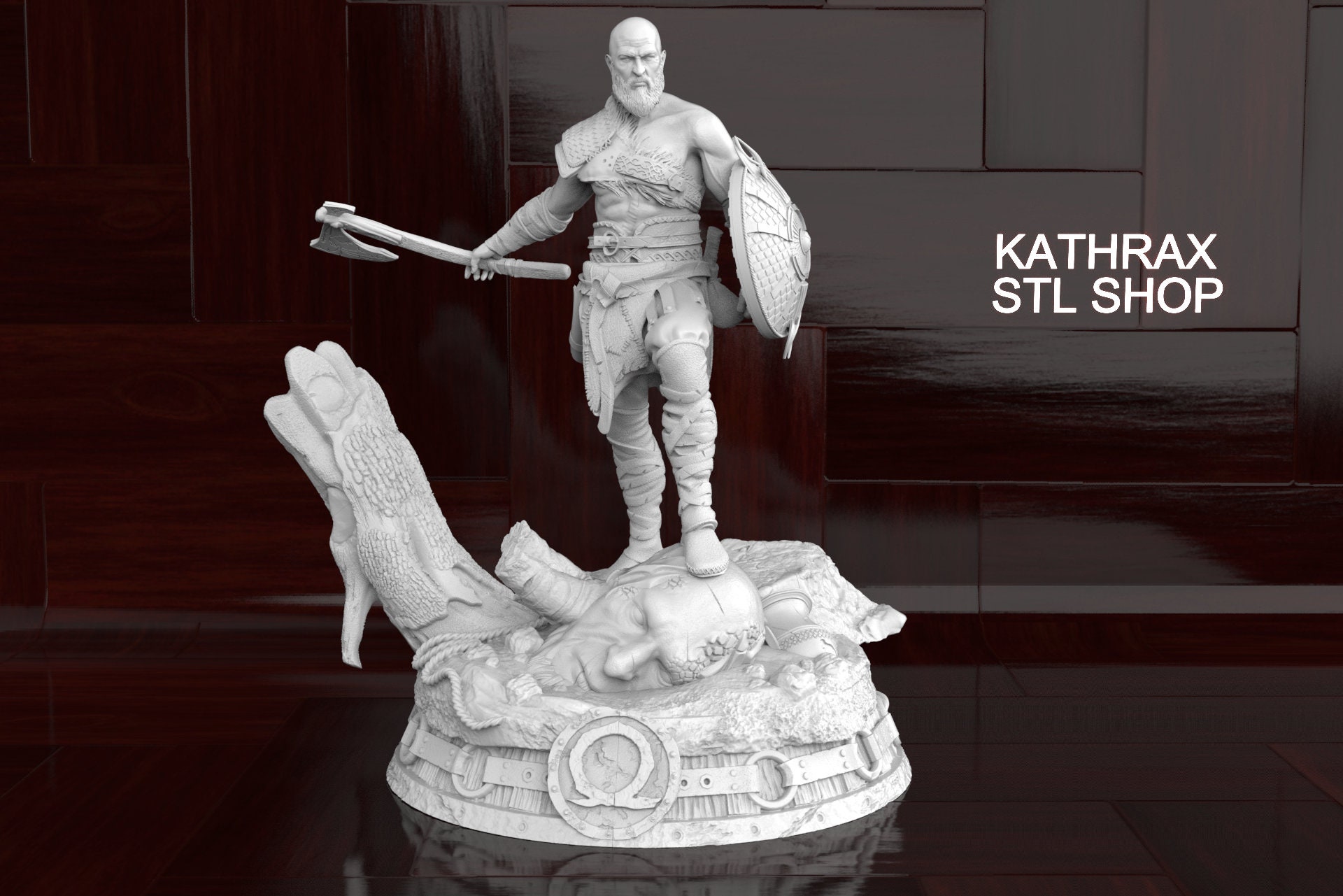 Kratos God of War Statue - STL File 3D Print