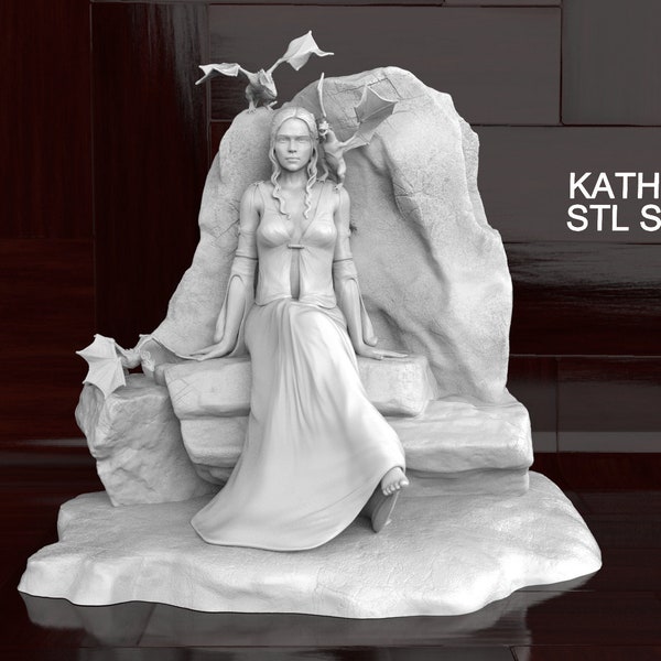 Daenerys Targaryen con Dragons 3D Print STL File