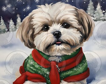 Shih Poo in the Snow Pack of 10 Greeting Cards with Standard Envelopes