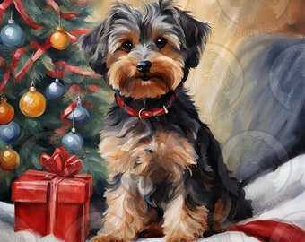 Yorkipoo Christmas Cards Pack of 10 Greeting Cards with Standard Envelopes