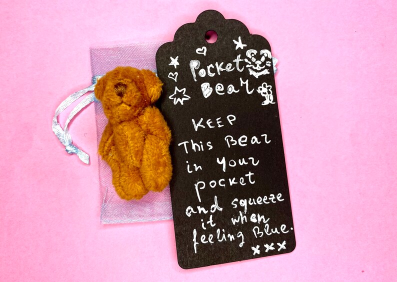 Little Pocket Bear Hug Gift Idea for Girl, Mental Health Gift, Thinking