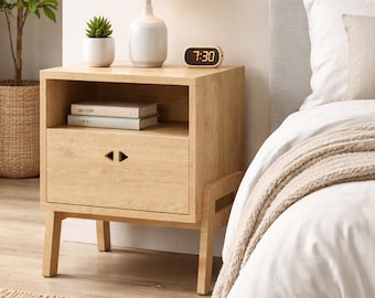 Bedside table, side table. Digital file for CNC machining, DXF, interior furniture design in plywood.