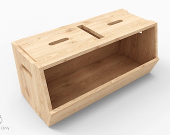 Stackable organizer container. 80cm wide (31.5&quot;). CNC router, DIY, Plywood, DXF, SVG, PDF drawing. Digital item, not physical.