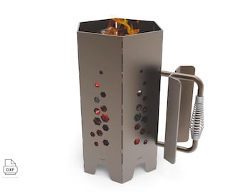 Iniciador de barbacoa de carbón de gran capacidad. Plasma, CNC, Dxf, grill. Archivo digital, no físico.
