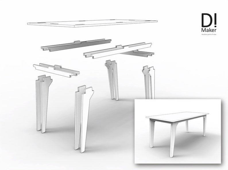 Mesa comedor 03. DXF. Plywood, CNC, router. Diy. zdjęcie 5