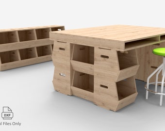 Stackable organizing container. CNC router, Diy, Plywood, Dxf, Svg, PDF plan.