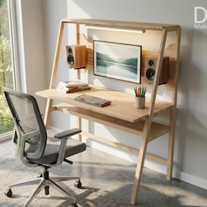 Desk with shelf. DXF files for CNC cutting of plywood board. This is a digital file, not a physical object.