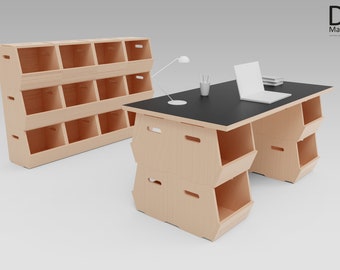 Contenedor organizador apilable. Router CNC, Diy, Plywood, Dxf, Svg, plano PDF.