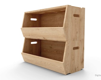 Stackable organizer container. 80cm wide (31.5"). CNC router, DIY, plywood, DXF, SVG, PDF plan. Digital item, not physical.