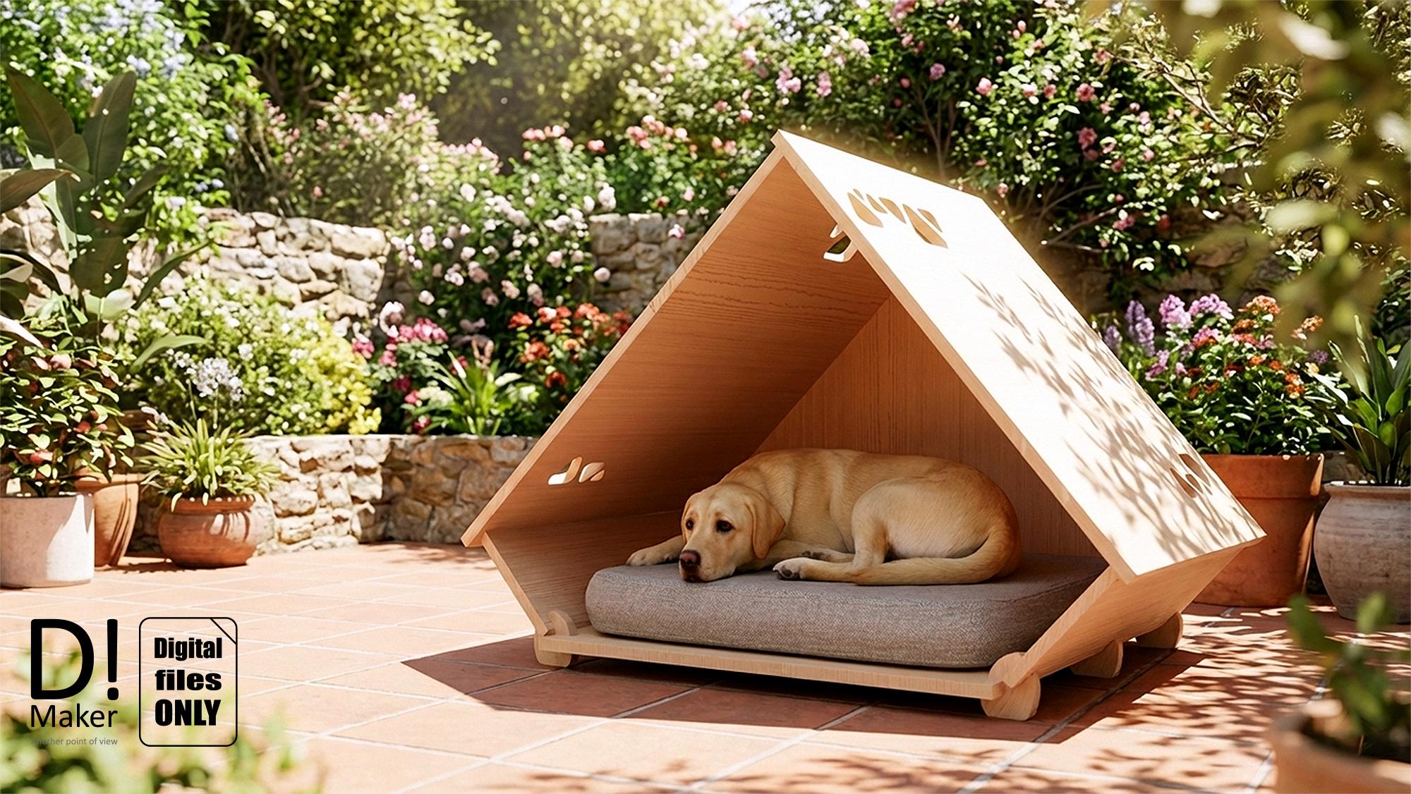 Medium Dog Kennel. CNC, Plywood, DXF, Digital Item, Not Physical