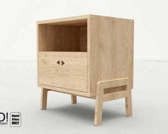 Bedside table, side table. Digital file for CNC machining, DXF, interior furniture design in plywood.