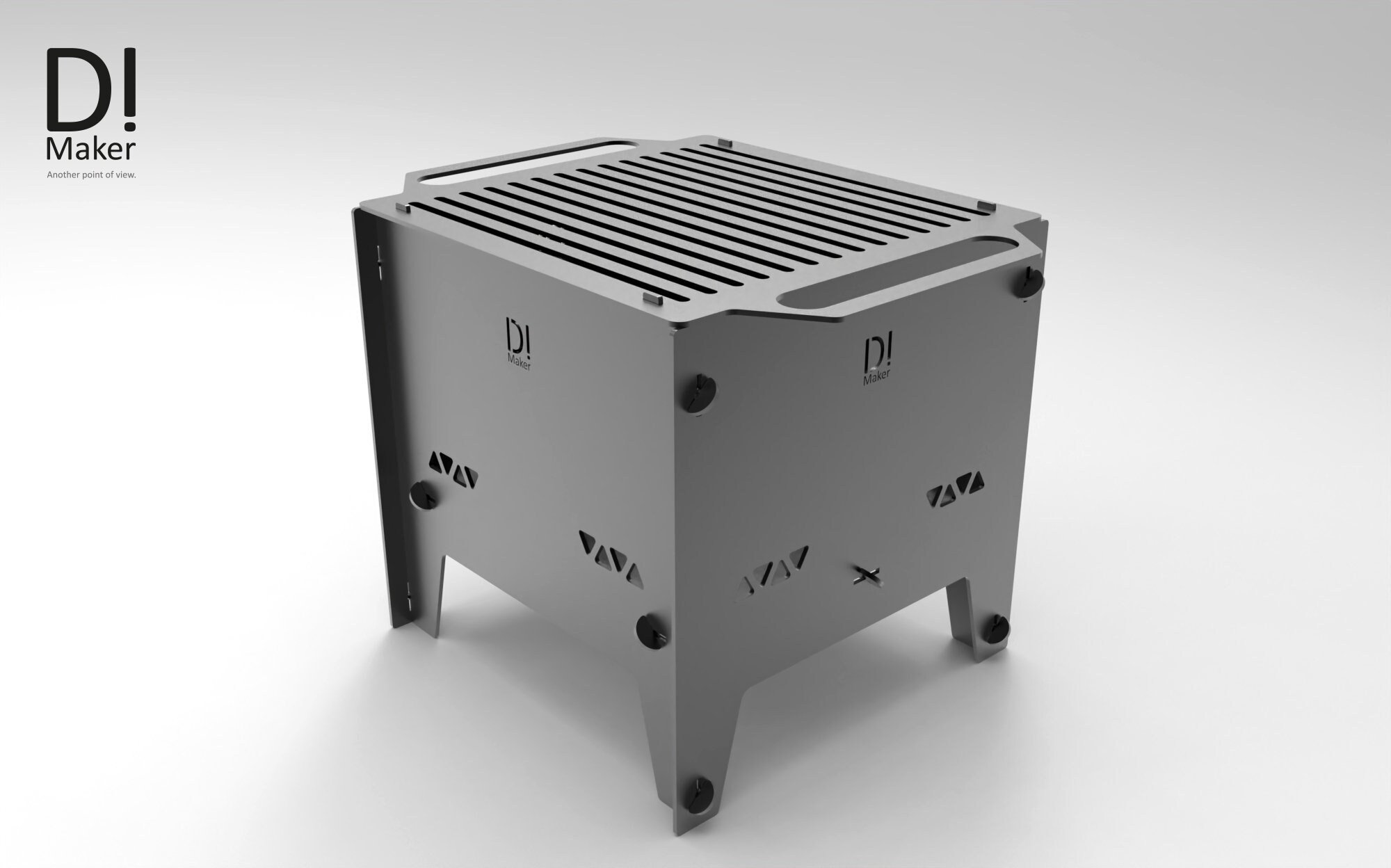 Tabletop barbecue, super compact (20x20x26cm), hibachi style, grill, CNC, DXF, plasma cut, DIY. Digital file, not physical.