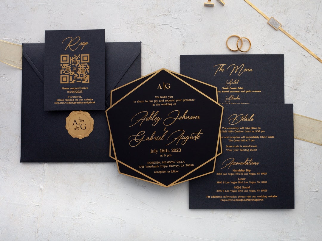 Black And Gold Simple Bridesmaid Invitation - Venngage