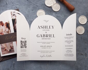 Wedding Invitation with Photo — Gatefold Design, QR RSVP, Belly Band & Envelope