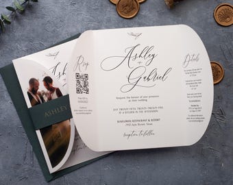 Wedding Invitation with Photo — Custom Gatefold Design, QR Code RSVP