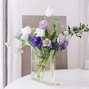 Vaso a Forma di Libro in Acrilico • Decorazione Moderna per Libreria e Casa • Vaso Design per Fiori • Idea Regalo Originale