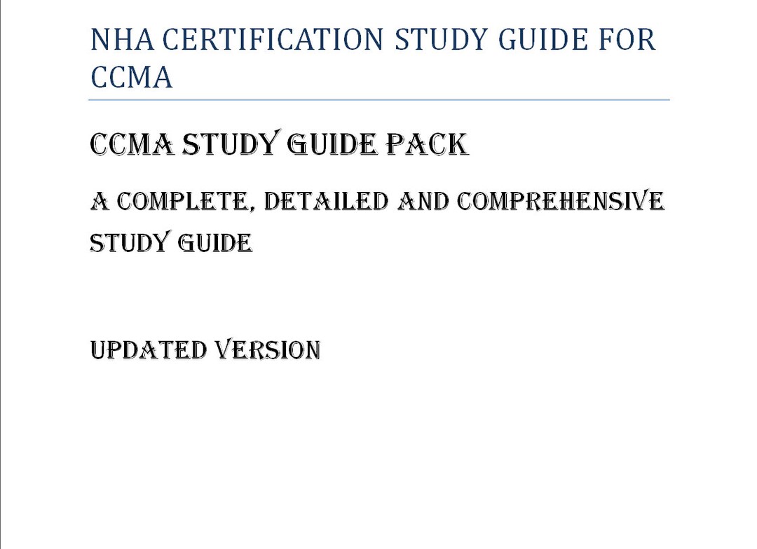 NHA CCMA Complete and Comprehensive Study Guide CCMA Study Etsy