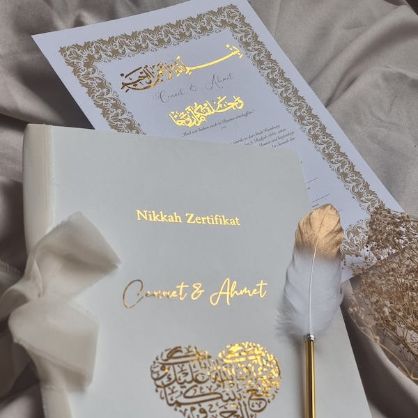 Edle DinA4 / Dina3 Nikah Nikkah Zertifikat / islamic Eheurkunde dini nikah belgesi Ehezertifikat
