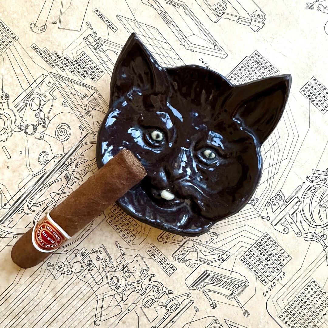 Vintage Cast Iron Cat Ashtray Etsy
