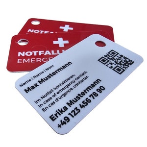 Notfallkarte mit Notfallkontakt für den Schlüsselbund als Mini-PVC-Karte (3 Stück)