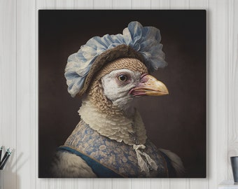 Victorian Chicken Canvas Wrap Wall Art - Perfect Home Decor for a Rental or Vacation Home  Cute Animal Wall Art Funny Wall Art FREE SHIPPING