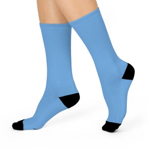 Light Blue Crew Socks for Men and Women | Solid Dress and Casual | Polyester, Spandex, Nylon and Cotton Socks Designed & Manufactured in USA