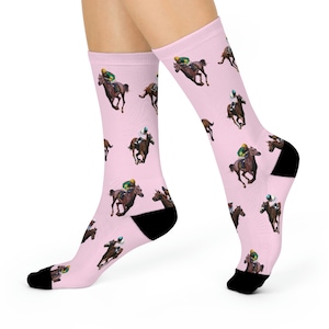 Race Horse and Jockey Crew Sock (Pink)