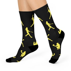 Softball Crew Socks (Yellow & Black)
