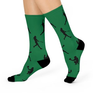 Silhouette Softball Crew Socks (Dark Green)