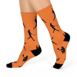 Silhouette Softball Crew Socks (Orange)