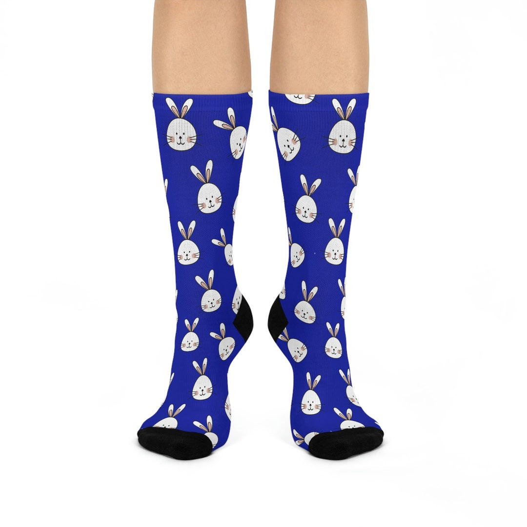 Easter Bunny Crew Socks (dark Blue) - Etsy