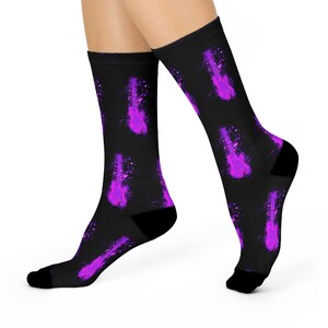 Electric Purple Guitarist Crew Socks - Musician Gifts, Rock and Roll, Guitar Player Gift, Music Themed, Music Teachers