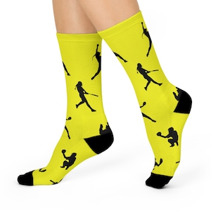 Silhouette Softball Crew Socks (Yellow)