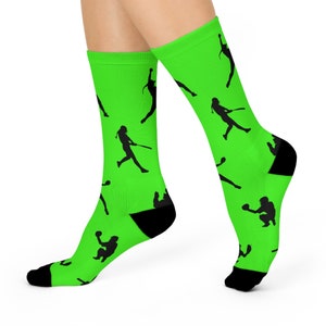 Silhouette Softball Crew Socks (Light Green)